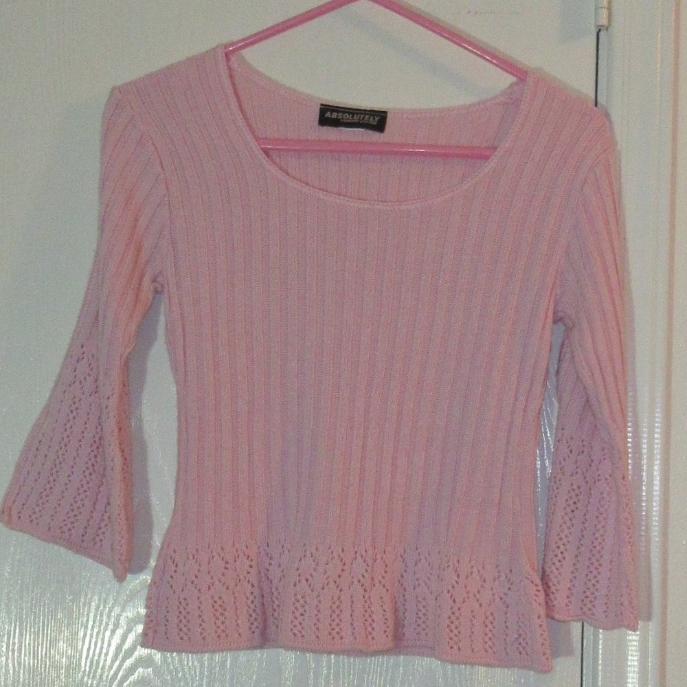 ABSOLUTELY Small Pink Fancy Knit Cotton Sweater